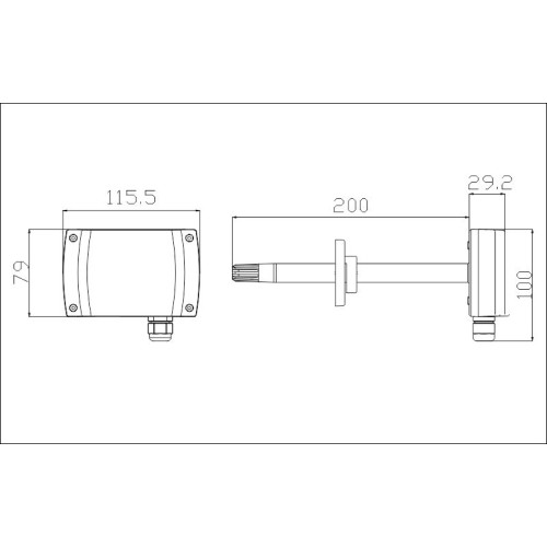 Датчик температуры и влажности для монтажа в воздуховоде, 0-10vdc rh/temp. output 0-100c H2N211200